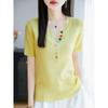 Design-inspired Button-up Knitted Short-sleeved T-shirt for Women, New Style, Summer Lightweight Base Layer
