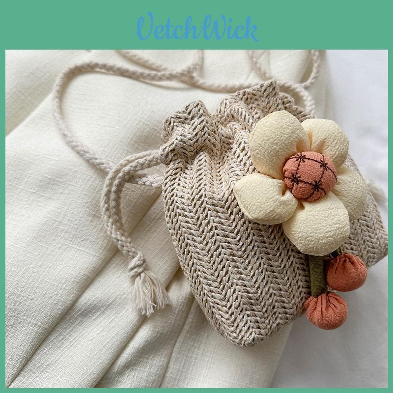 Minimalist Woven Straw Bucket Bag For Women With Drawstring Closure Perfect For Summer Casual Outings