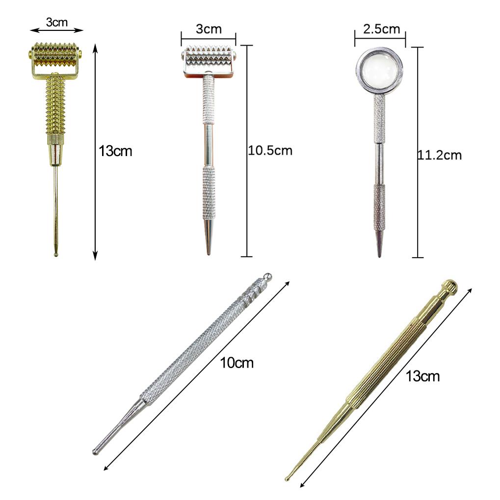 Facial Reflexology Massage Tool Retractable Acupuncture Pen Double Headed Spring Loaded Ear Body Point Probe Acupuncture Roller