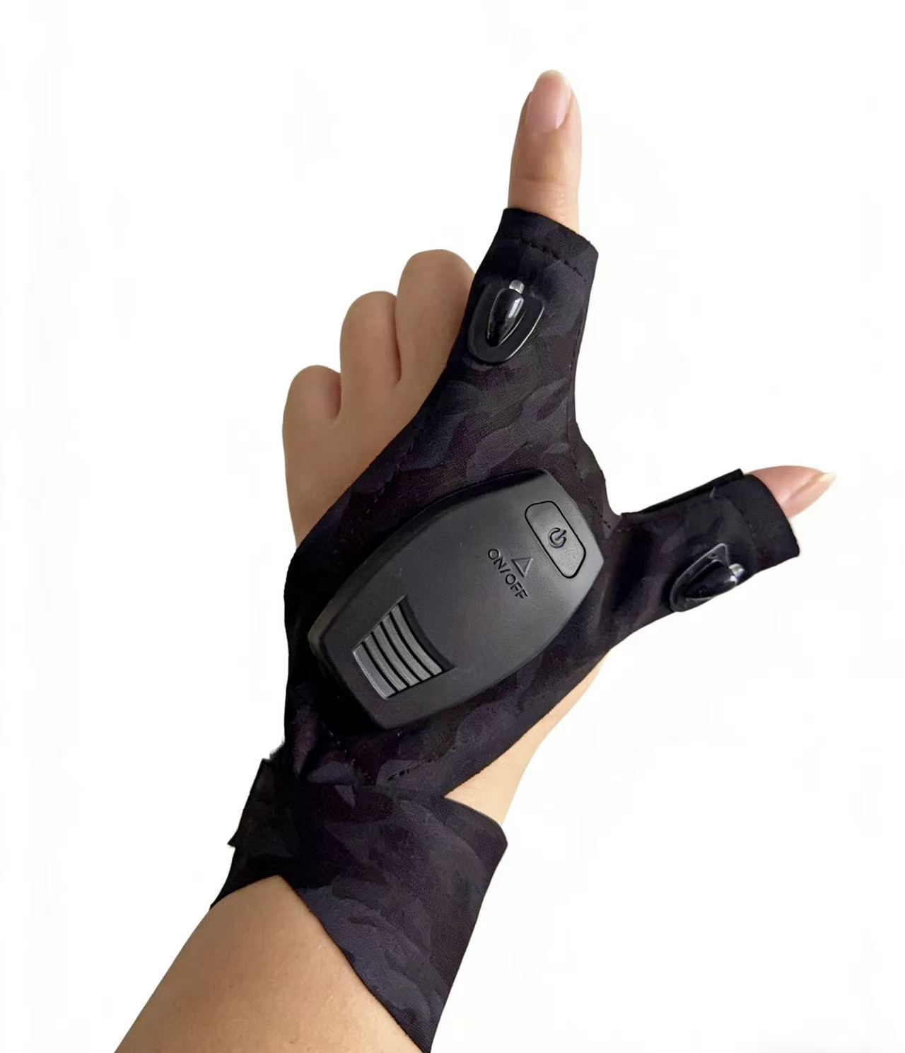 1Pc Rechargeable Fishing Gloves Led Flashlight Luminous Outdoor Breathable Lighting Repair Gloves, Finger Lights