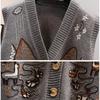 Autumn Sweater Knitted Vest Korean Top for Women Clothing Oversize Vintage Sleeveless Korean Fashion Harajuku V-neck Cardigans