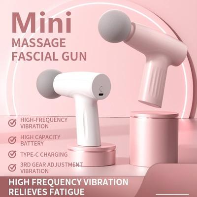 Mini Pistola de Masaje Miofascial Máquina de Masaje Vibratorio Relajación Muscular Masajeador de Compresión para Cuello y Espalda Fitness Portátil