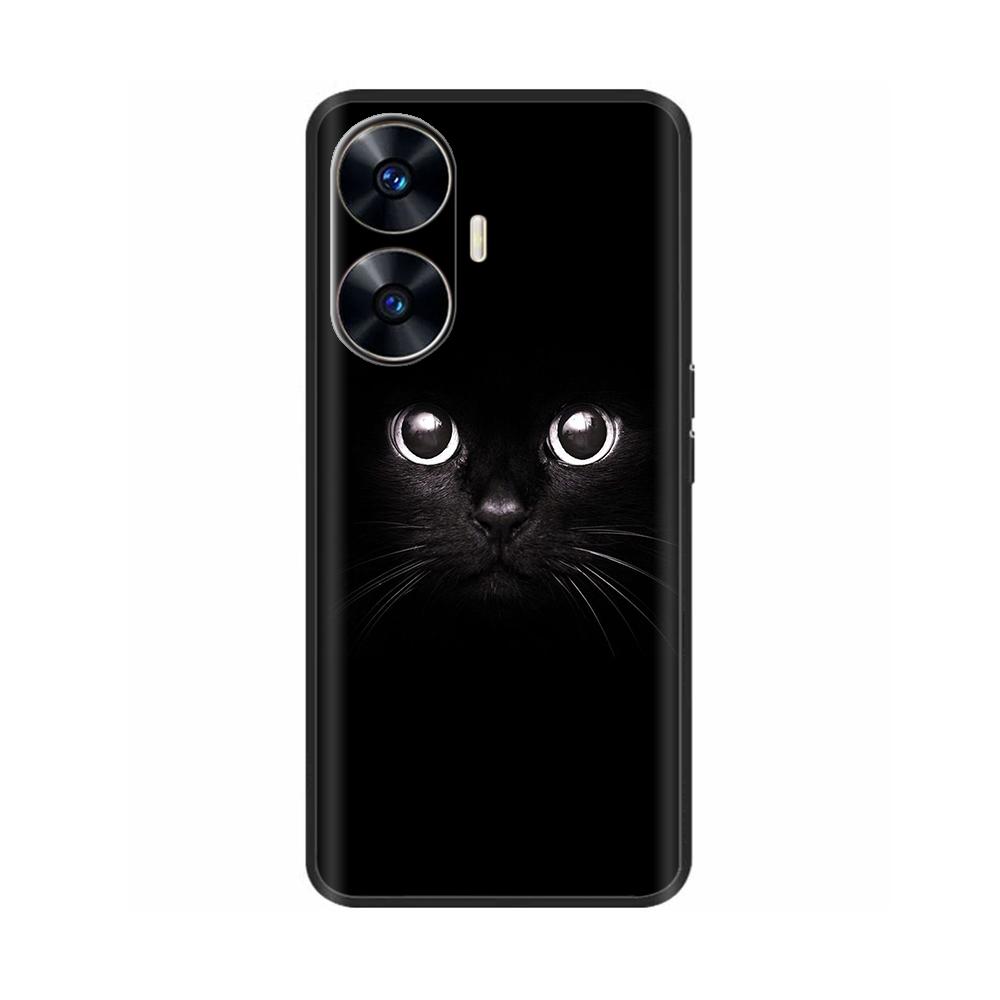 For Realme C55 Case C 55 4G Soft Silicone Back Cases For OPPO Realme C55 RealmeC55 Phone Back Cover 6.72" Black Bumper TPU Para