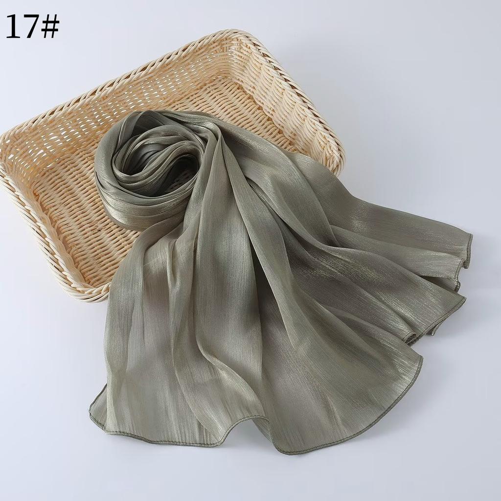 35 Colors Women Hijab Scarf Shiny Muslim Long Scarves Light Weight Soft Turban Shawl Organza Satin Shimmer Scarf