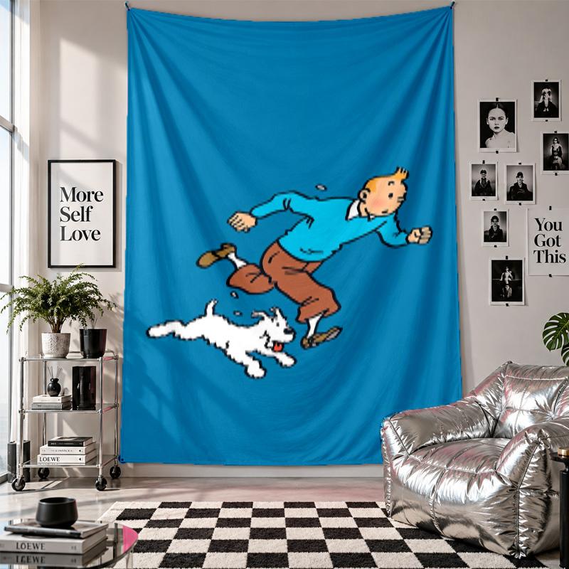 Wall TapestryTintin Art Hanging Cloth Decorative Background Cover for Room Decoration
