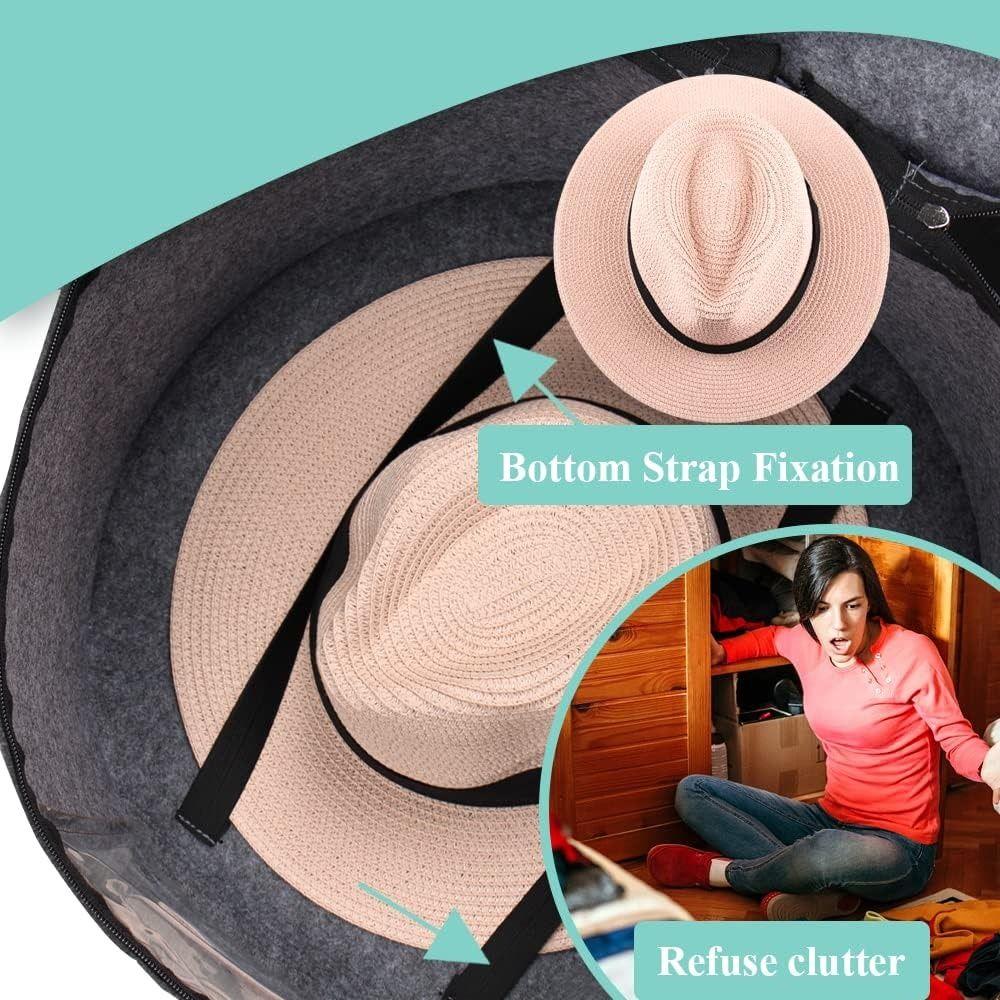 Dustproof Cap Organizer Bag Window Cowboy Hat Container Convenient Clothes Storage Bin Outdoor