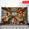 1pc2D flat, Christmas workshop elf working background banner for home, party, studio and office decoration, no power required ws
