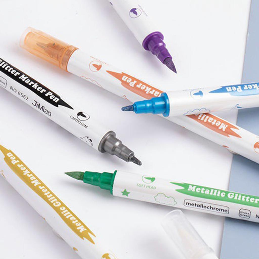 Double End Glitter Marker Pen for Coloring Scrapbooking DIY Birthday Card Making