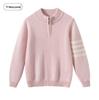 Unisex Youth TB Half-Zip Cashmere Sweater with Classic Four-Bar Design