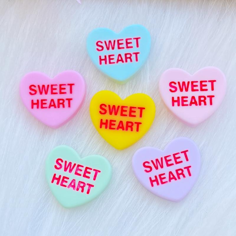 20pcs New Cute Resin Mini Heart Letter Flat back Cabochon Scrapbook Kawaii DIY Embellishments Accessories