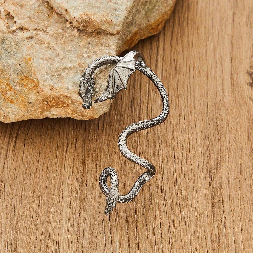 Versatile Alloy Dragon Shape Ear Cuff Punk Gothic Bohemian Jewelry Ear Bone Clip Retro Dragon Earrings Fashion Accessory