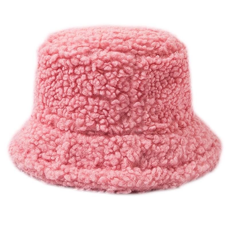 Lamb Wool Plush Hats Solid Color Wide Brims Caps All-match Fall Winter Plush Hat Plush Hat Bucket Hats for Women & Men