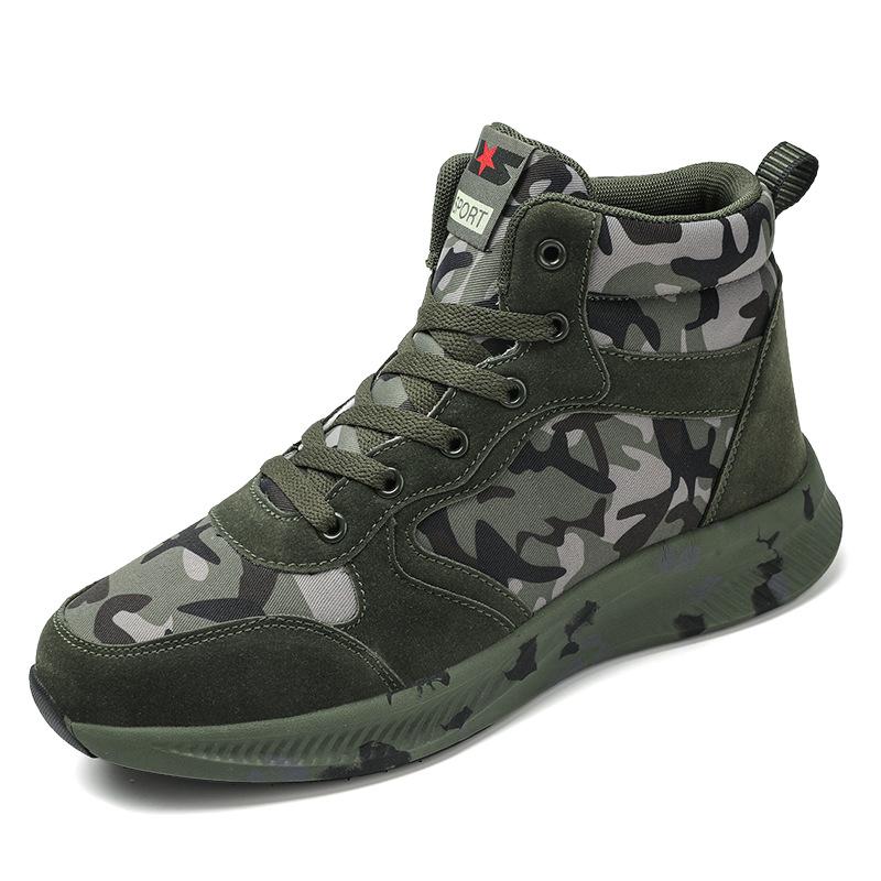 High-top canvas camouflage shoes men s and women s outdoor sports training shoes hiking shoes student military training shoes 36