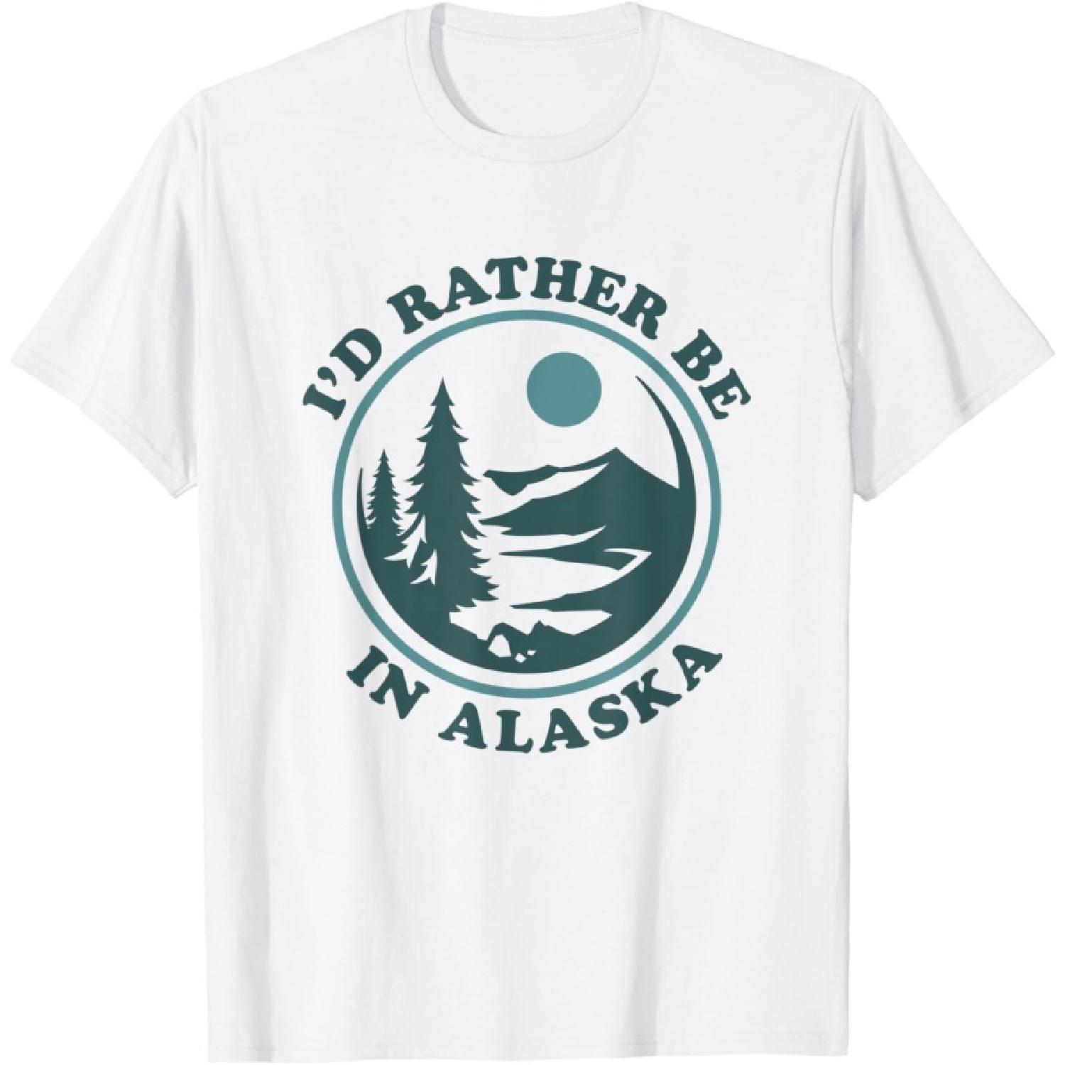 I d Rather Be In Alaska Mountain Scene T-Shirt XXXXXL белый