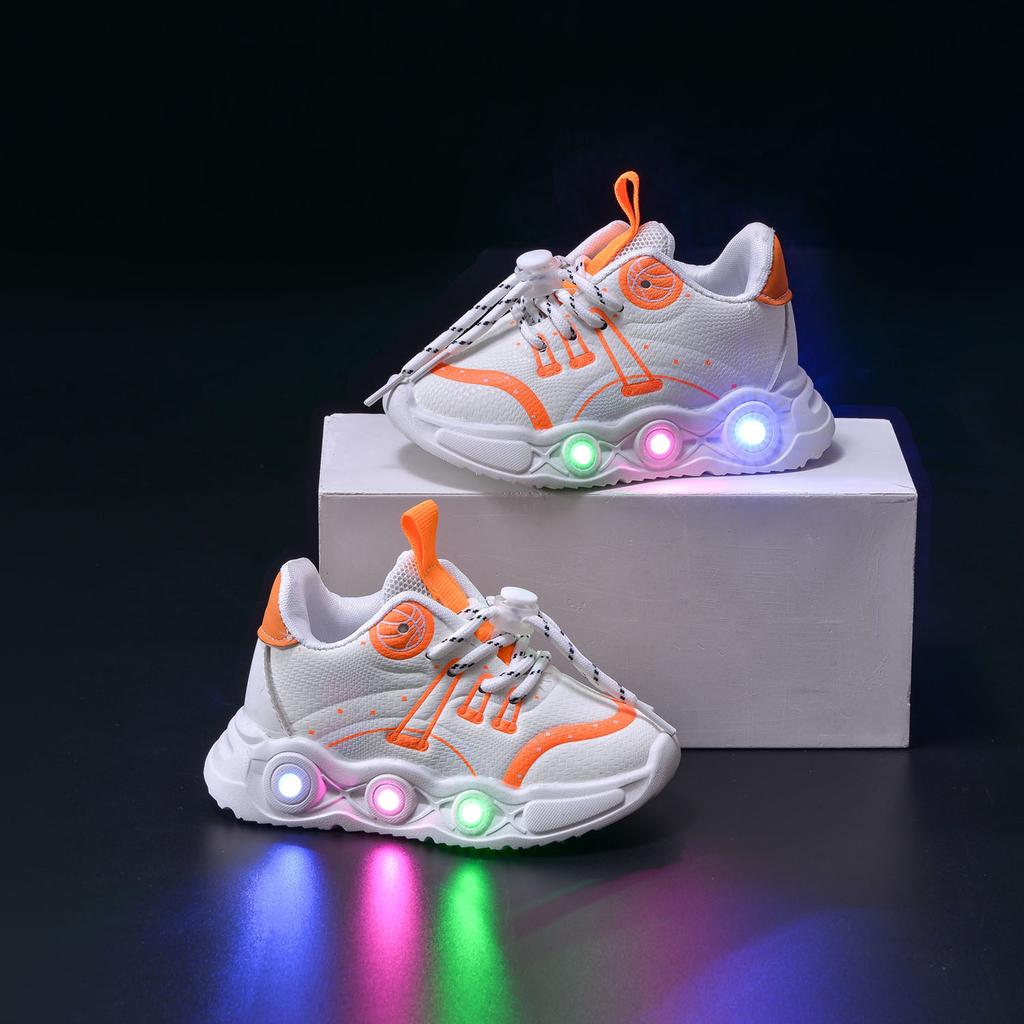 TS JYL JK135 Kids LED Sensor Basketball Shoes Mesh Upper Anti Slip Sole For Active Young Boys