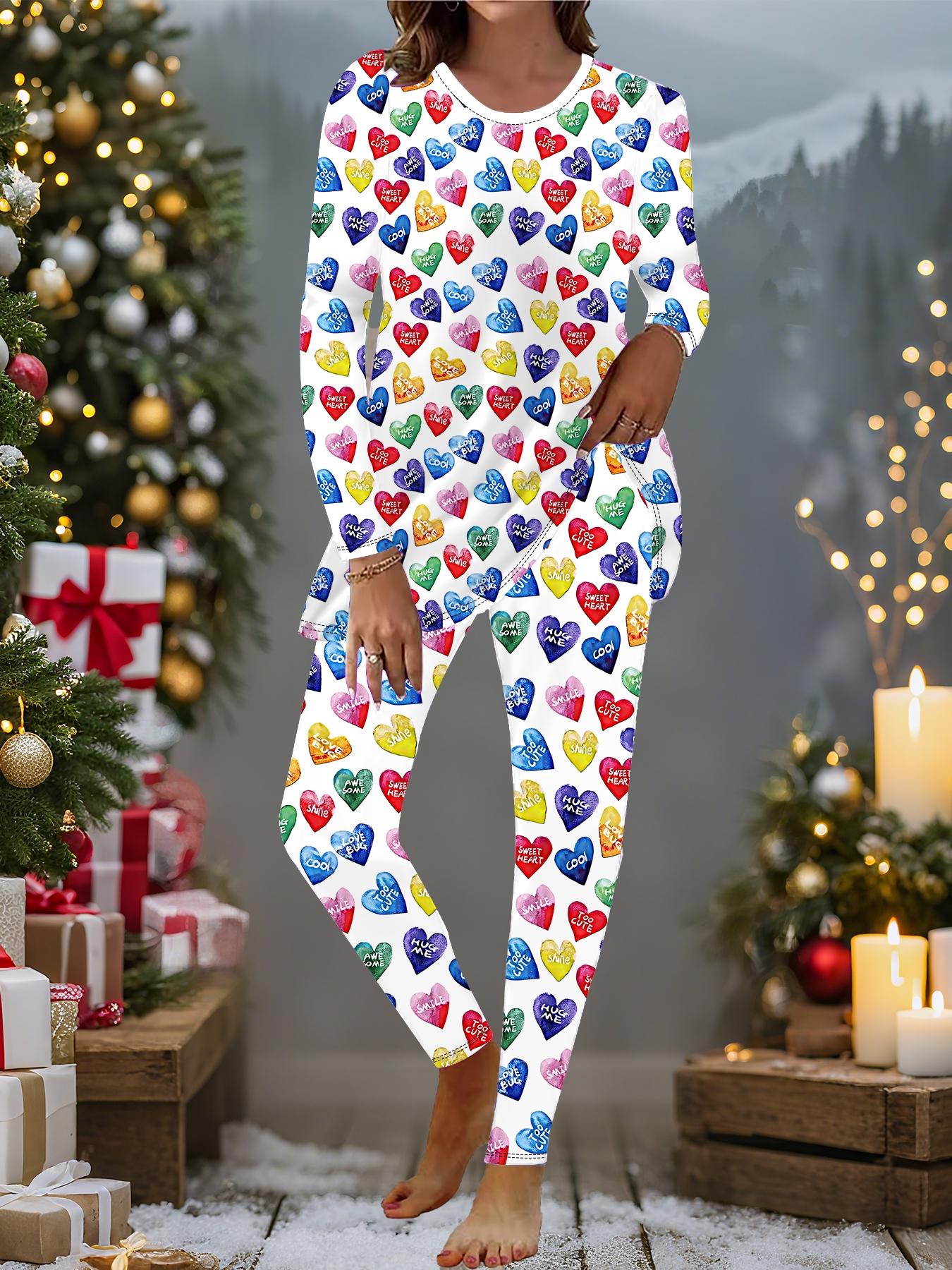 

Euro-American Fashion 3D Love Printed Women s Four-season Long-sleeved T-shirt + Long Pants Two-piece Set. Perfect Gift for New Year & Christmas 8XL білий