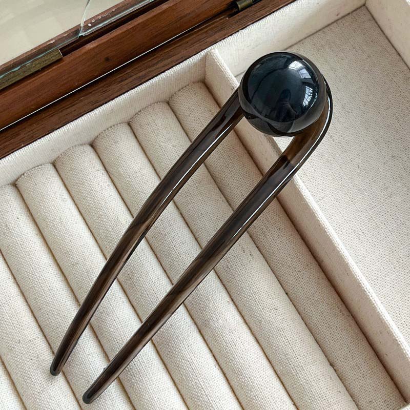 Vintage Kaffee Acetat U-förmige Haarnadel für Frauen Mädchen Mode Runde Perle Geometrische Haarstäbe Schmuck Haarschmuck