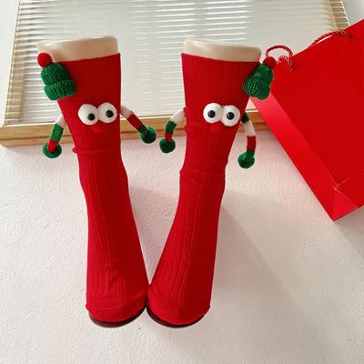 Yousheng Christmas Cartoon Socks Men Women Stretchy Funny Socks Magnetic Suction 3D Doll Couple Socks for Winter Gift Christmas Parties
