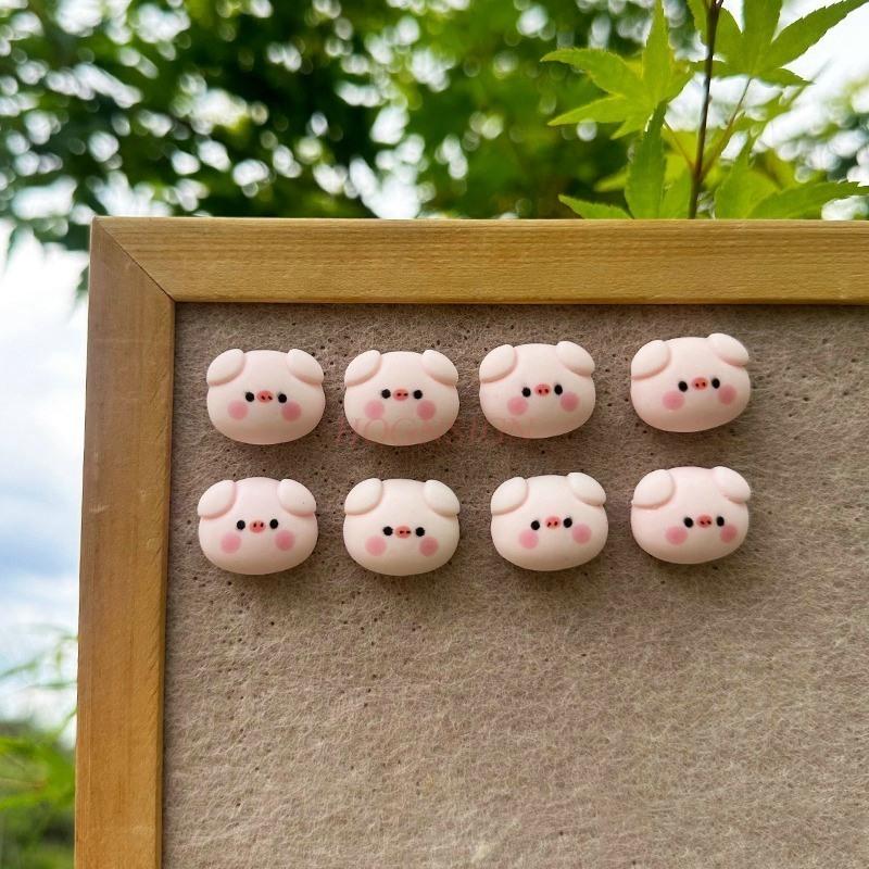 8pcs Creative Push Pin Cute Pig Soft Wooden Board Felt Photo Wall Message Board Decorative Button
