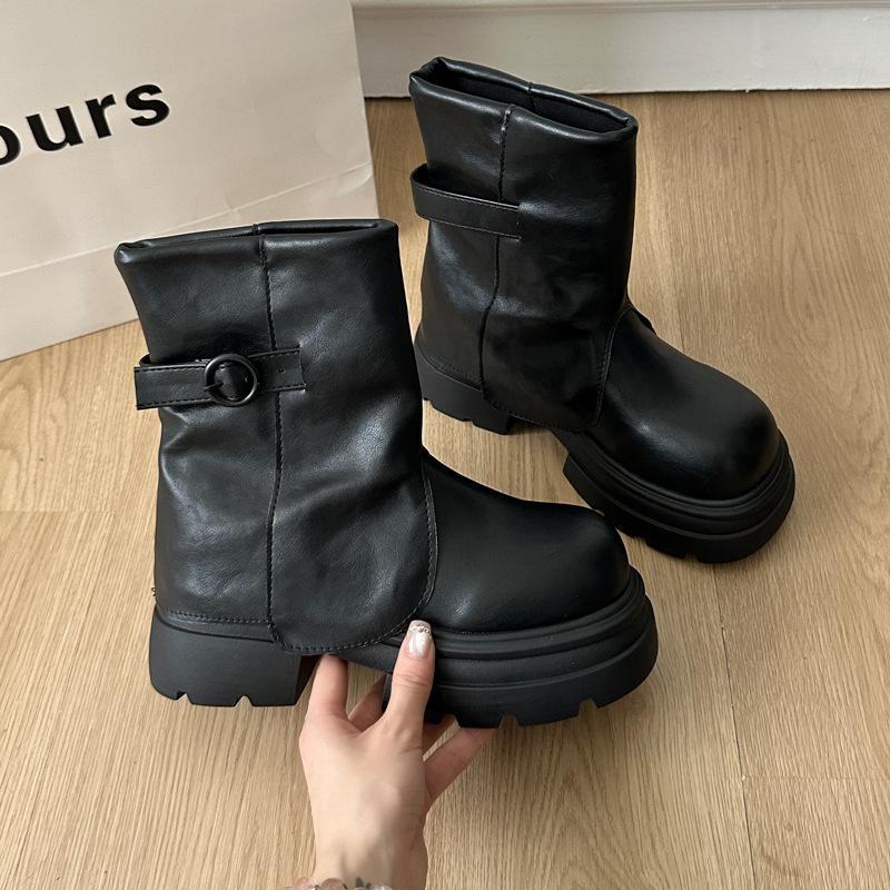 Brown antique thick-soled Martin boots women's 2025 new spring and autumn single boots British style trouser tube boots women's boots short boots