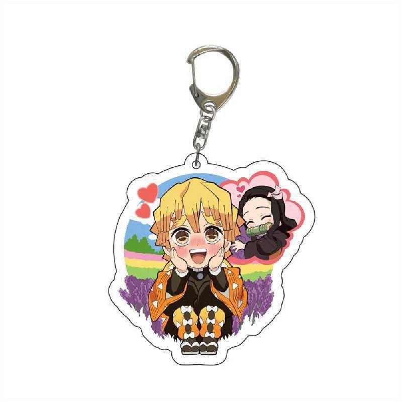 Anime Demon Slayer doll toy Kimetsu No Yaiba Blade of Ghost Keychain Acrylic Pendant Car Key Chain Fans kids Xmas Gift Jewelry