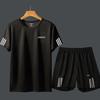 Men's Summer Gym Running Set: Loose-fit Quick-drying T-shirt with Round Neck and Printed Design.