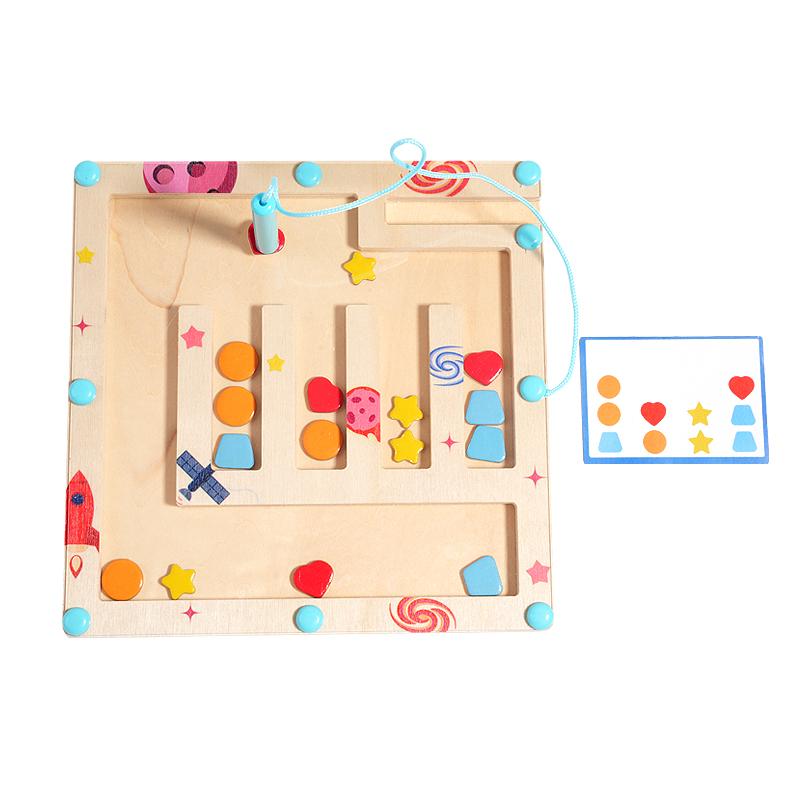 Wooden Color Shape Magnetic Maze Magnetic Sorting Travel Board Montessori Puzzle Toy Educational Learning For Age 3+ Fine Motor