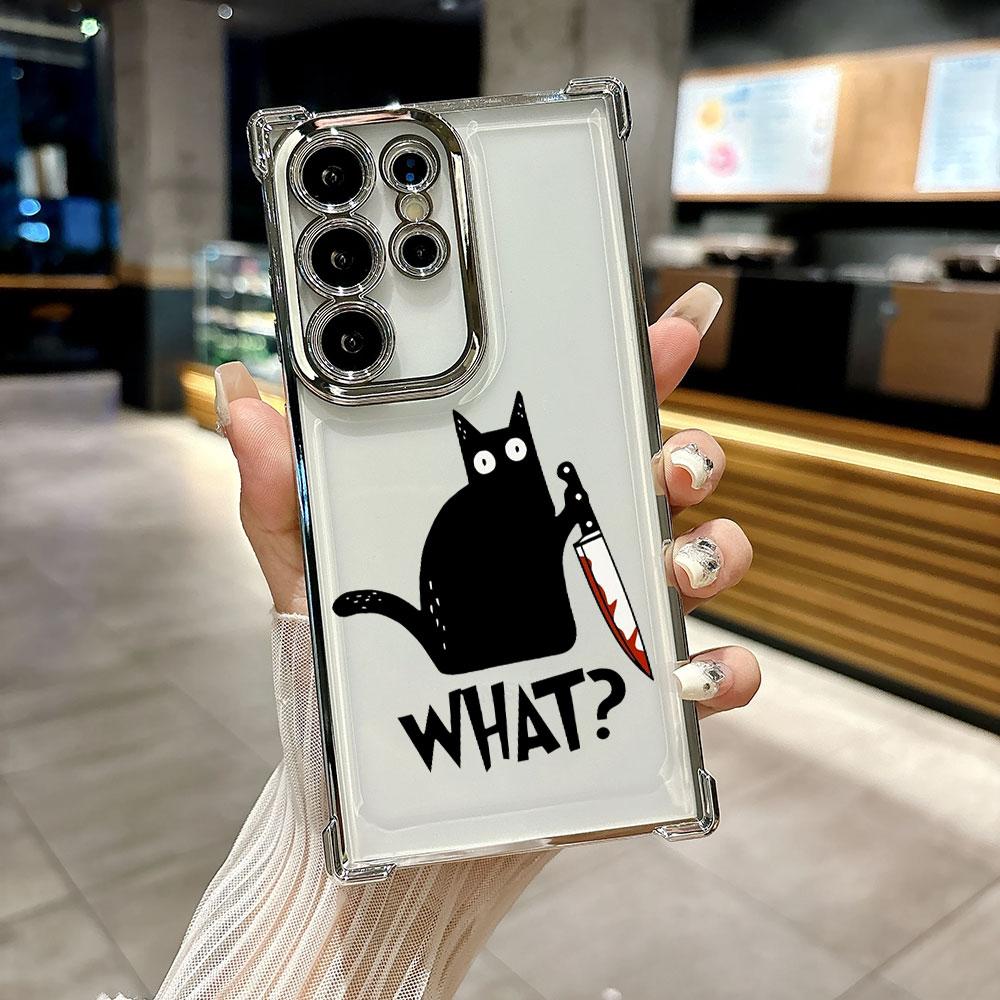 Terrifying Black Cat Knife Funda For Samsung S26 Ultra Phone Case For Galaxy S25 FE S26 S24 S23 S22 S21 Ultra S20 Plus 5G Cover
