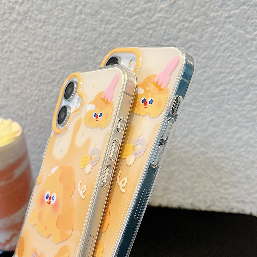 Ins Chic Cheese Case for iPhone 16 Clear Aesthetic Stylish Soft Durable Pretty TPU Protective Cover for iPhone 13 14 15 16 Pro Max