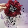 Peony Feather Tassel Hair Claw Women Girls High Cap Bone Design Hairpin Sturdy Shark Clip Hair Accessory