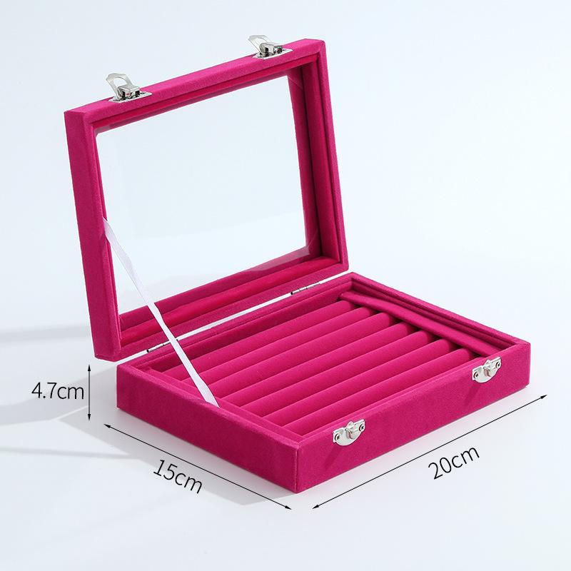 Ring Organizer Tray 7 Slots Velvet Jewelry Earring Storage Box with Clear Lid Jewelry Display Case for Girls Wife Mom Women