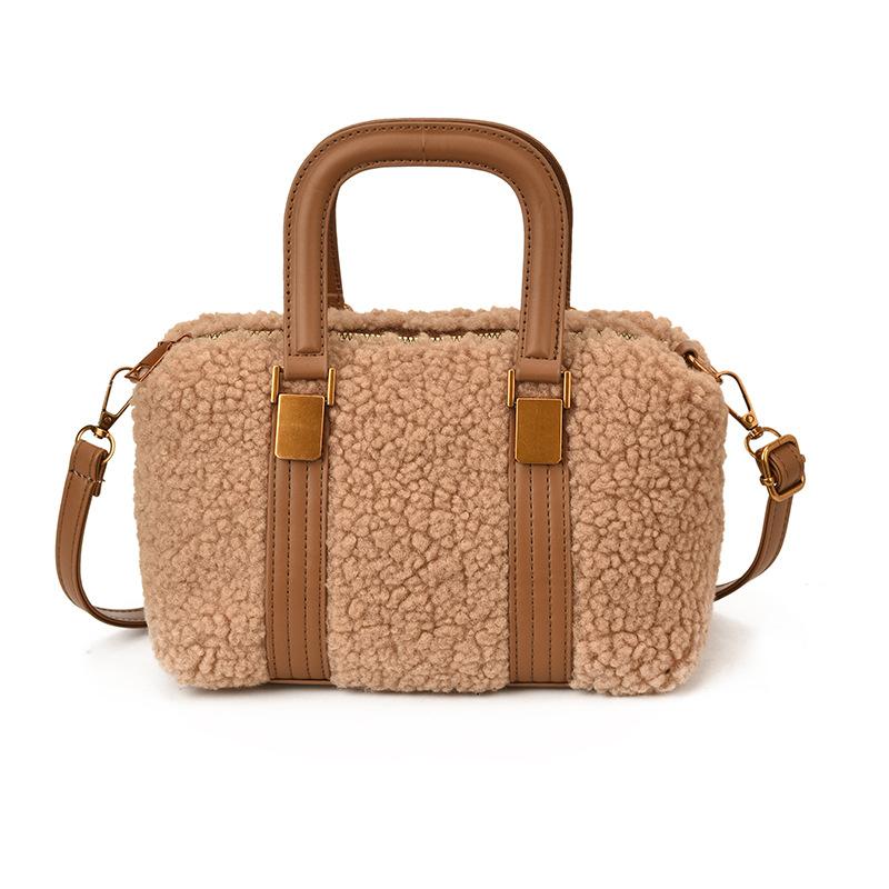 

Trendy Fluffy Top Handle Bag Comfortable and Versatile Texture Crossbody Bag Vintage Simple Messenger Bag for Work Commute хаки