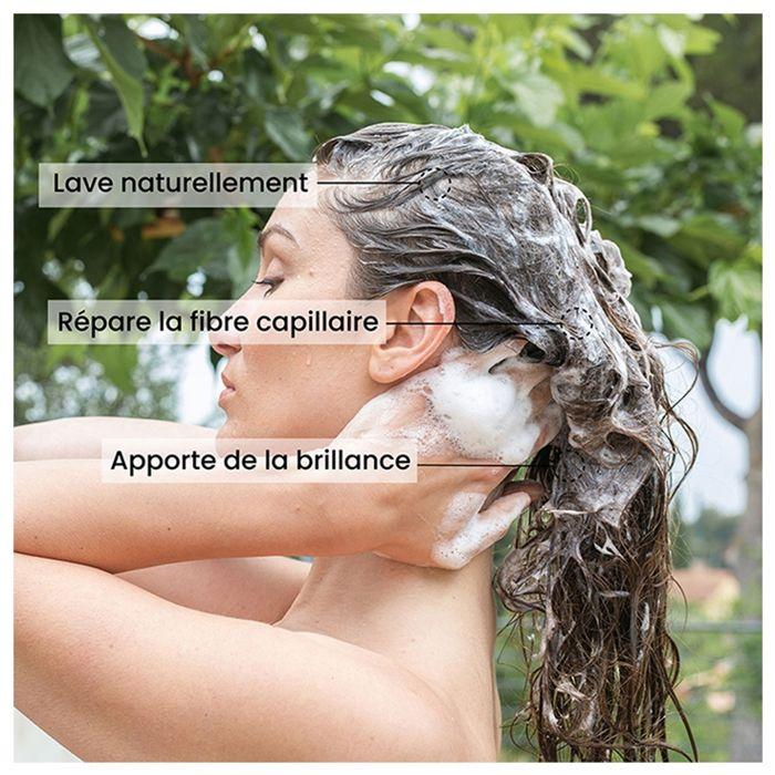 Shampoing doux bio 400 mL, usage quotidien, à base de fruits antigapi bio, pomme, PULPE DE VIE