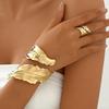 European Retro Gold Leaf-Wrapped Spiral Bracelet & Ring Set