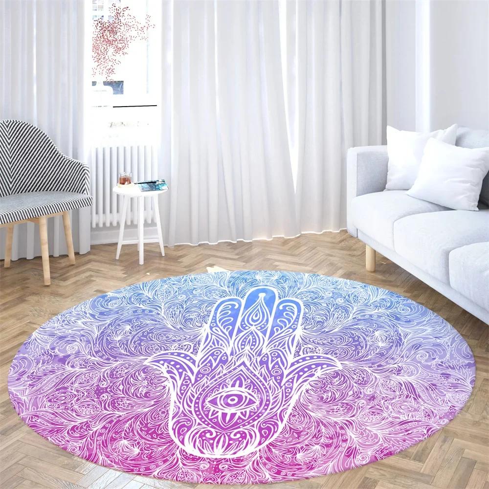 

Psychedelic Boho Mandala Chakra Round Rug Meditation Carpet For Living Room Bathroom Circle Doormat Yoga Mats Bedroom Floor Mat 60cm