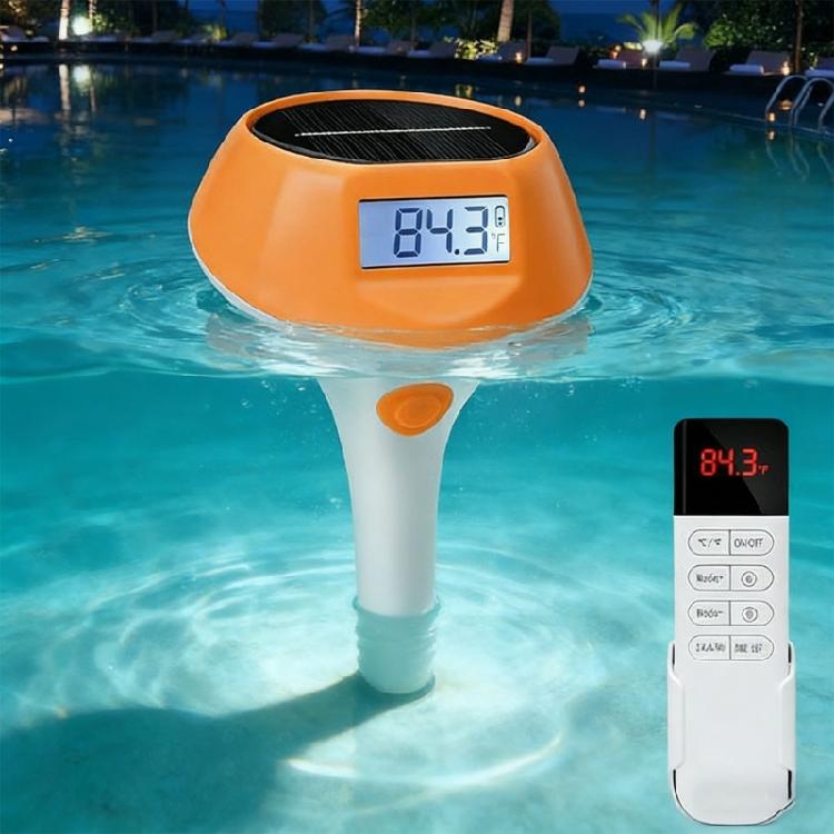 Thermomètre de piscine solaire à chargement automatique Affichage numérique Lumière de piscine à éclairage doux pour tout élément aquatique