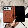 Retro Lychee Leather Texture Ring Holder Magnetic Hinge Protection Phone Case for Apple IPhone Duo 18 Fold Shockproof Cover