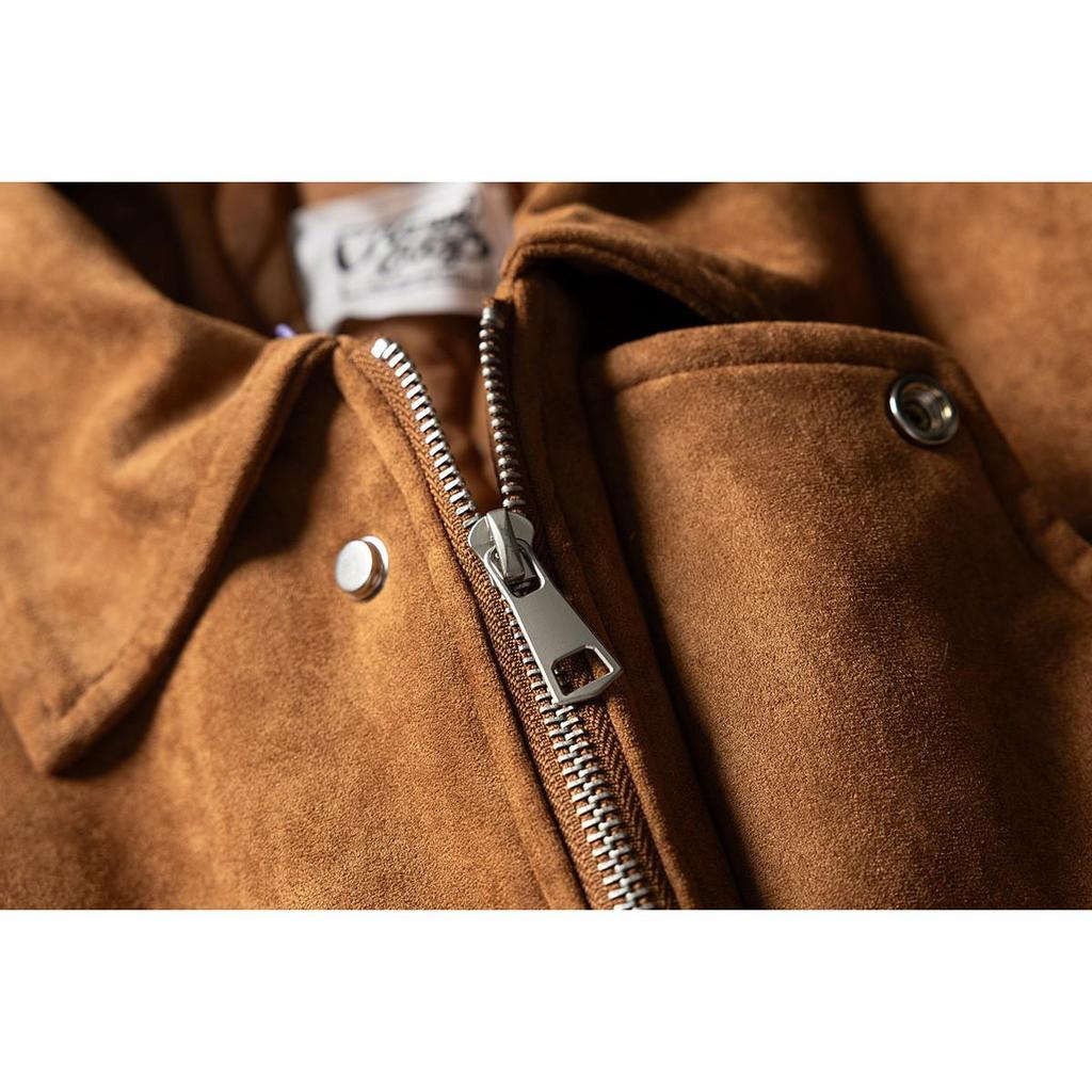 CROWD CITY Unisex Retro Suede Plush Winter Lapel Jacket Y602
