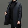 Elegante Herren Winter Daunenjacke mit Stehkragen - Warm, Business Casual Langer Schnitt für Mittleren Alters und Junge.