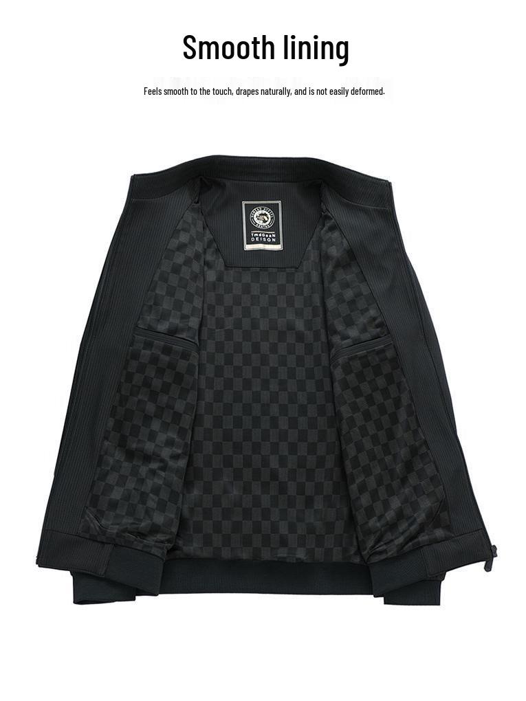 Spring & Autumn Men's Business Casual Stand-Up Collar Jacket - Lightweight, High-End Design for Middle-Aged Elegance