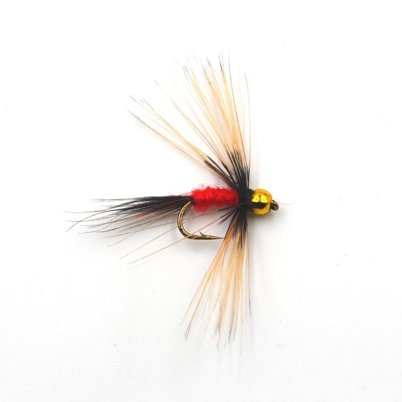 MNFT 10PCS 14# Gold Beadhead Long beard Nymph Red Body Fishing Fly Artificial Bait