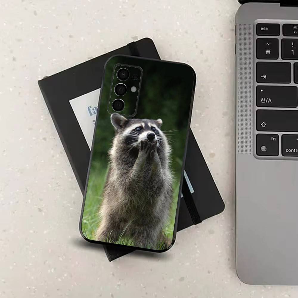 Cute R-Raccoon For Samsung Galaxy A53,31,52,72,41,Note,J7,8,9,5G,22,73,32,71, Soft Black Silicone Case