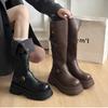 Hot Selling 2025 Vintage Women Knee High Boots Fashion Slip on Ladies Thick Heel Long Knight Booties Autumn Winter Women's Shoes