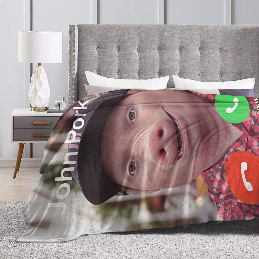 John Pork Is Calling Bedding Throws Warm Graphic Blanket For Couch Chair Plane Travel Flannel Bedspread Bed Cover