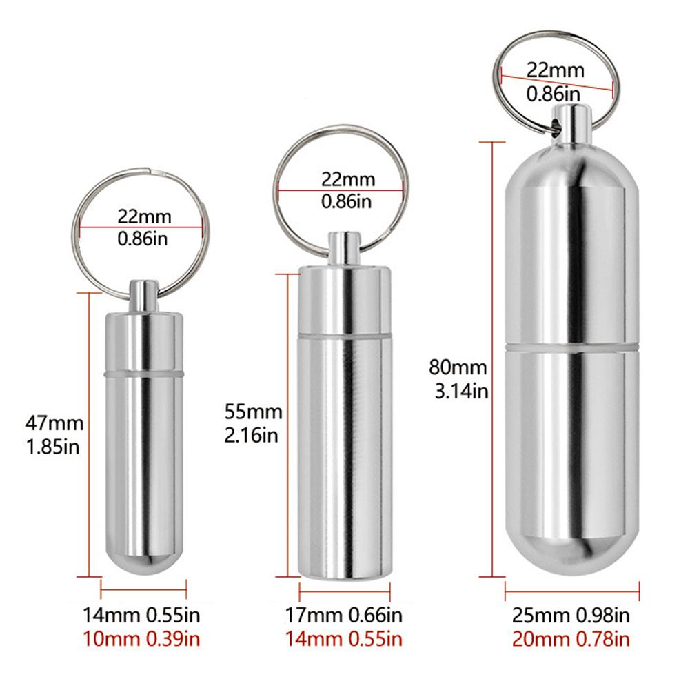 1-3 Stück Mini Tragbar Aluminium Pillendose Schlüsselanhänger Outdoor Tasche Pillendose Behälter Tragflasche Hülle Schutzbox Outdoor