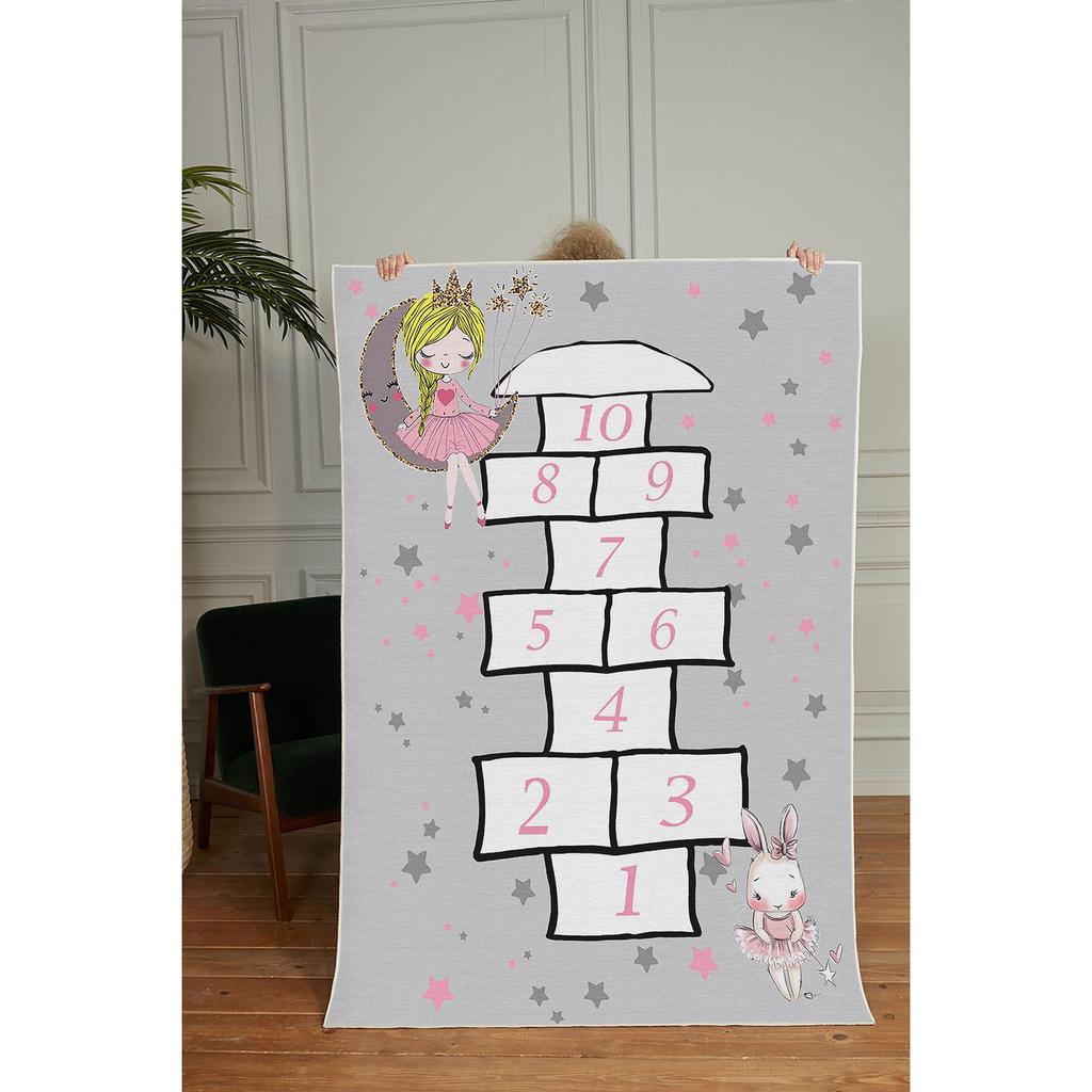 Decorative Non-Slip Base Rectangle Haunted Rabbit Scoop Kids Carpet