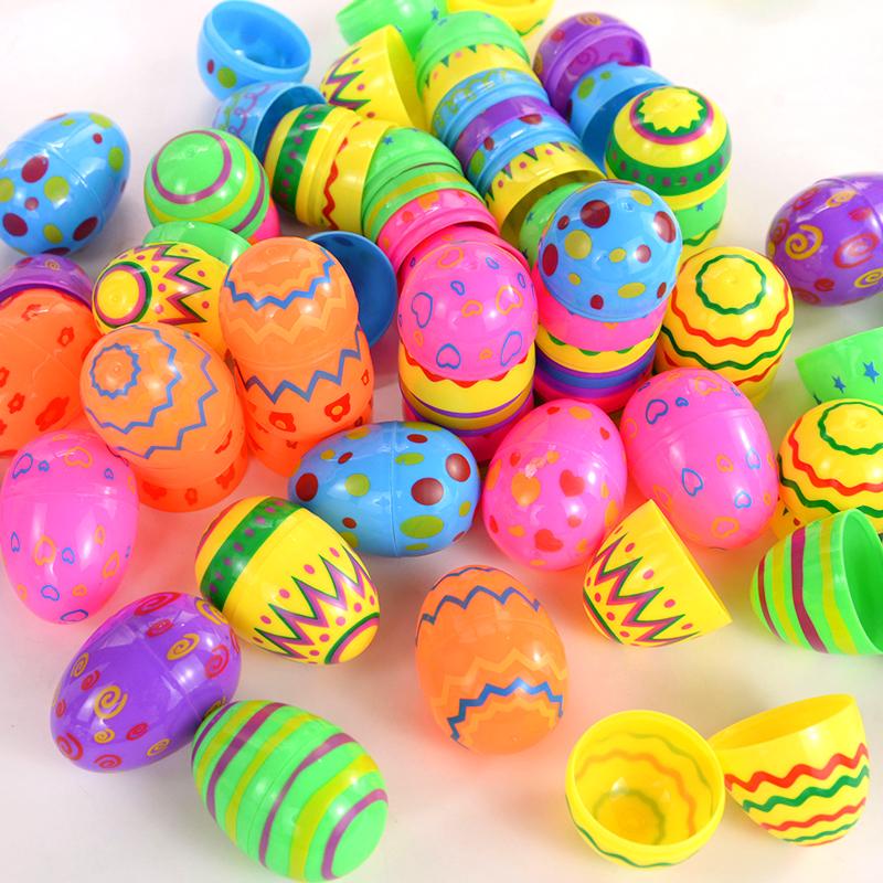 12Pcs Easter Fillable Opening Egg Colorful Plastic Eggs Kids Favors 2025 Easter Party Home Decorations Candy Gift Packaging Box