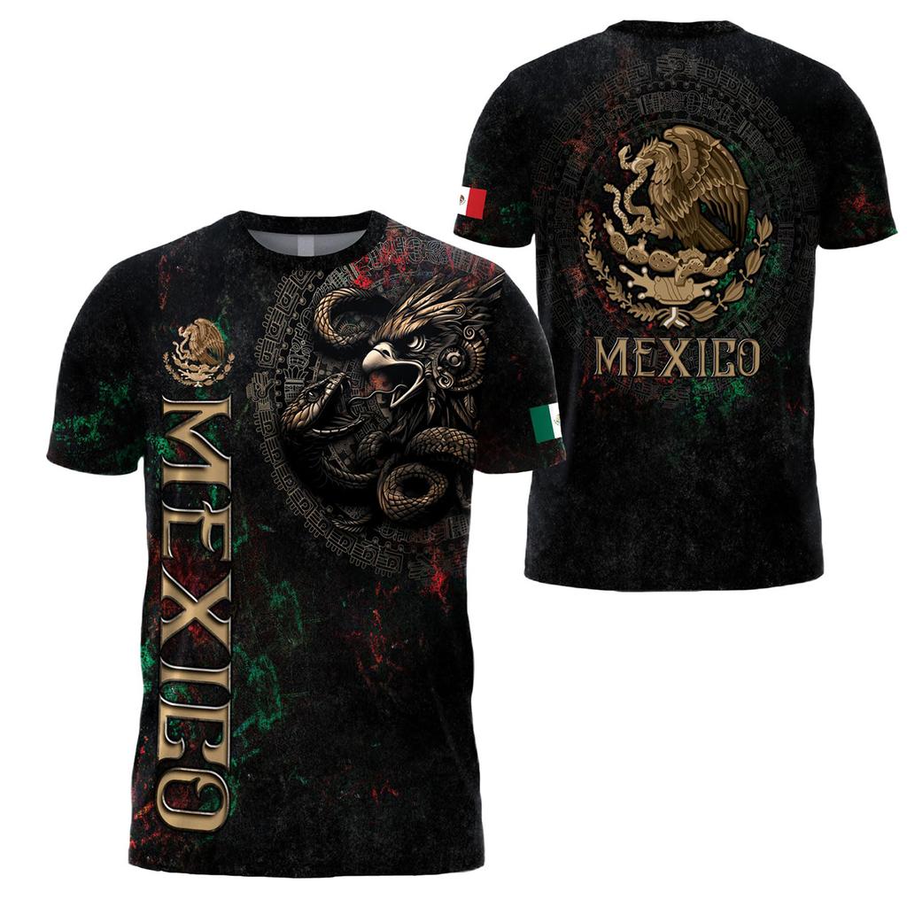 Men's Casual Short Sleeve T-Shirt Mexico Letter Print Crew Neck Lightweight Soft Fabric Comfortable Fit