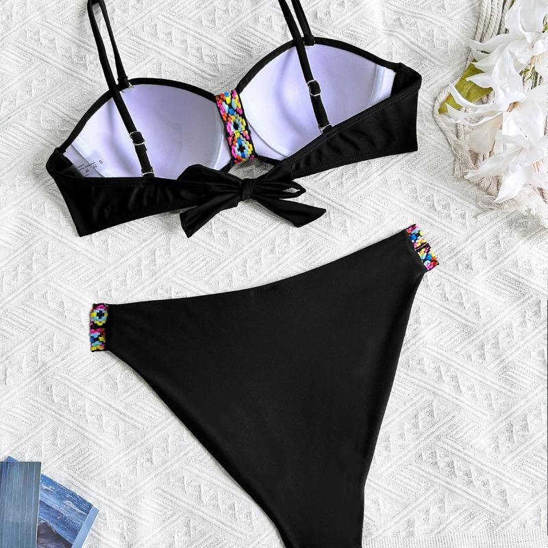 New webbing hard cup halter sexy bikini split swimsuit swimsuit