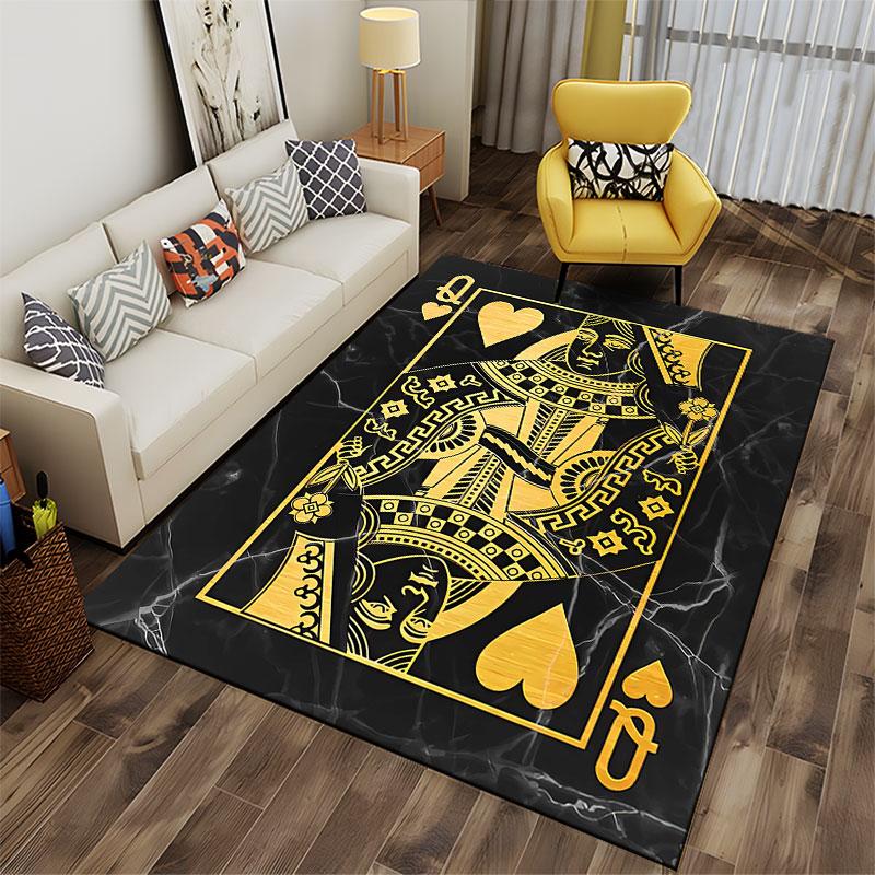 Queen of Hearts Gold Design suitable as a non-slip mat for the living room or bedroom sofa